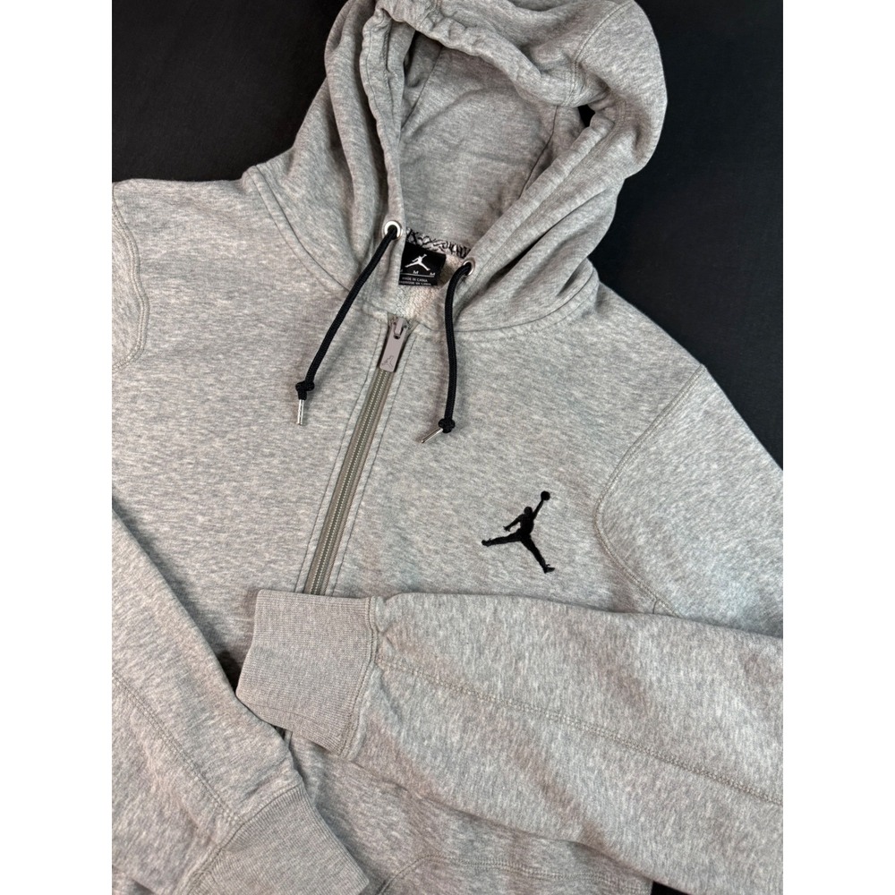 Jordan Brand Mens Full Zip Hoodie Gray Jumpman Logo Fleece Sweatshirt Size M